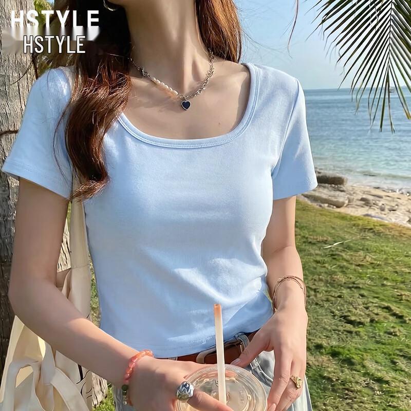 HSTYLE Women s 2026 Summer Square Neck Short Sleeve T-Shirt M