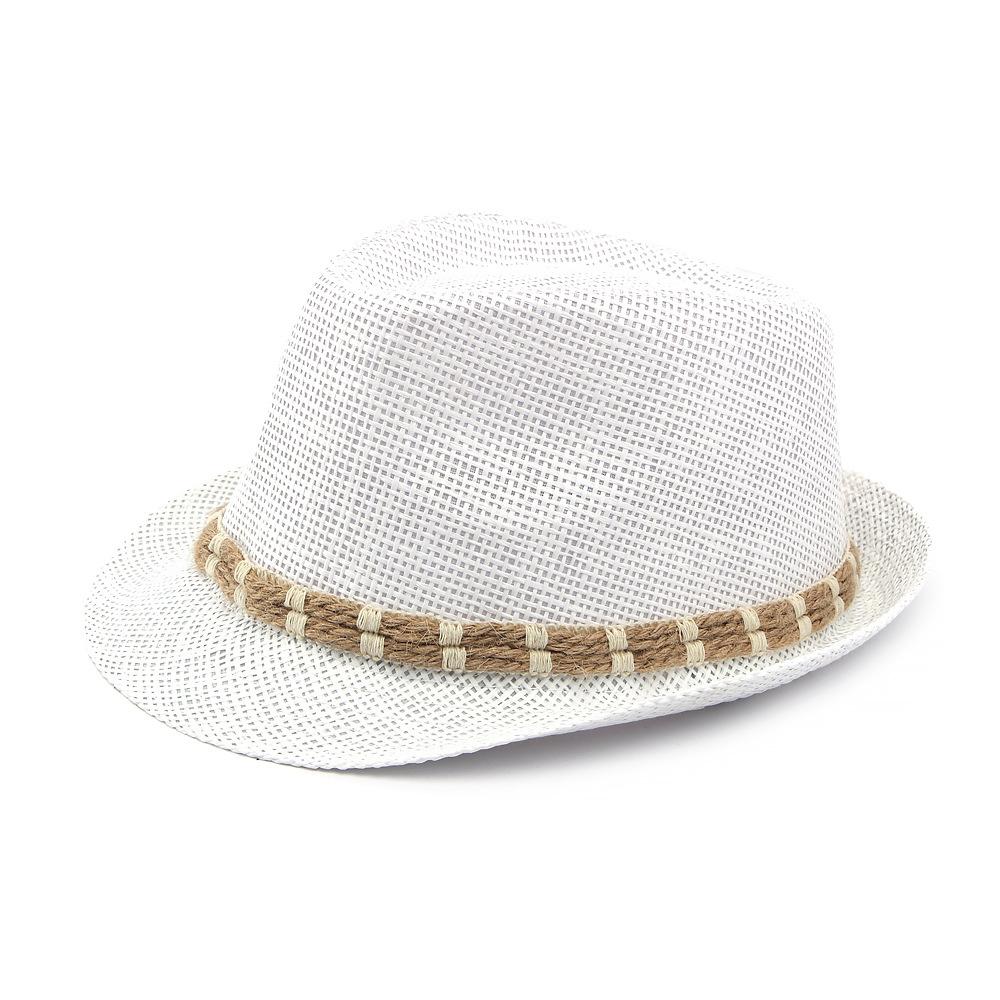 Straw Hat Men's Summer Sunshade Beach Hat for Middle-Aged and Elderly Sunscreen Hat Women's British Retro Jazz Hat