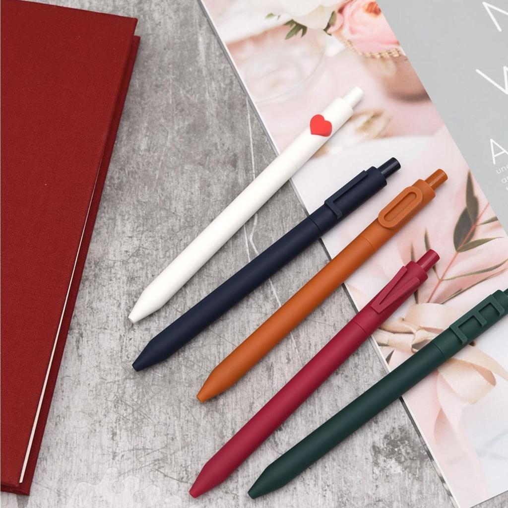 5pcs Love Gel Pens Set Alpha Heart Retro Color Ink 0.5mm Ballpoint for Writing Office School