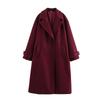 Womens Winter Wool Blend Oversized Trench Coat Longline Double-Breasted Loose Fit Outerwear