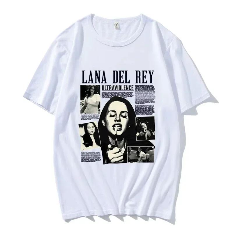 Singer Lana Del Rey Print Tshirt Fashion Unisex Wounisex Clothes Hip Hop Streetwear Harajuku Y2k Tops Oversize Unisex Tee Clothing