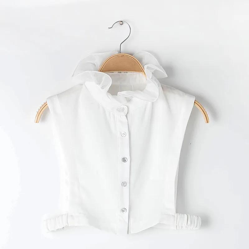 Women Shirt Fake Collar Stand Ruffle Sweater Blouse Shirt False Collar Female Cotton Removable Detachable High Collars