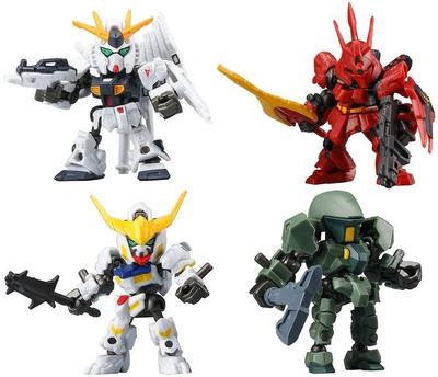 Figurine robot Mobile Suit Gundam Frame Operation 01 Anime Gacha Bandai (Ensemble complet de 4)