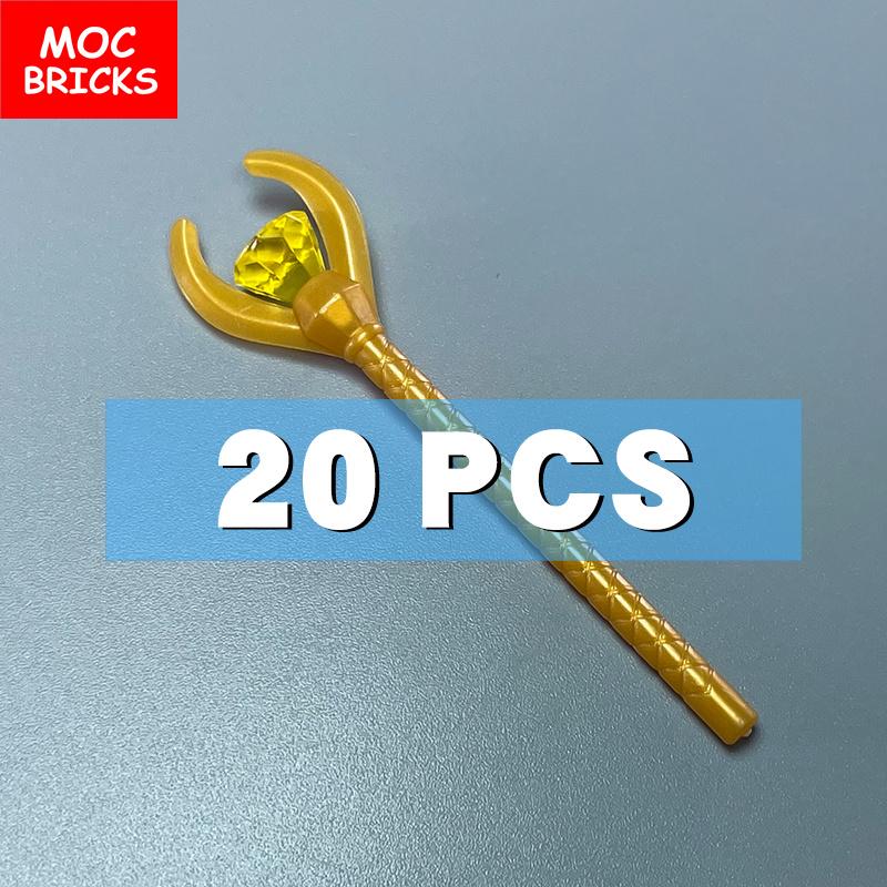 MOC Bricks 4cm Figure Sceptre Gem Rock Wand Stick Building Blocks 93252 30153 Assembled Particles Children's Toys