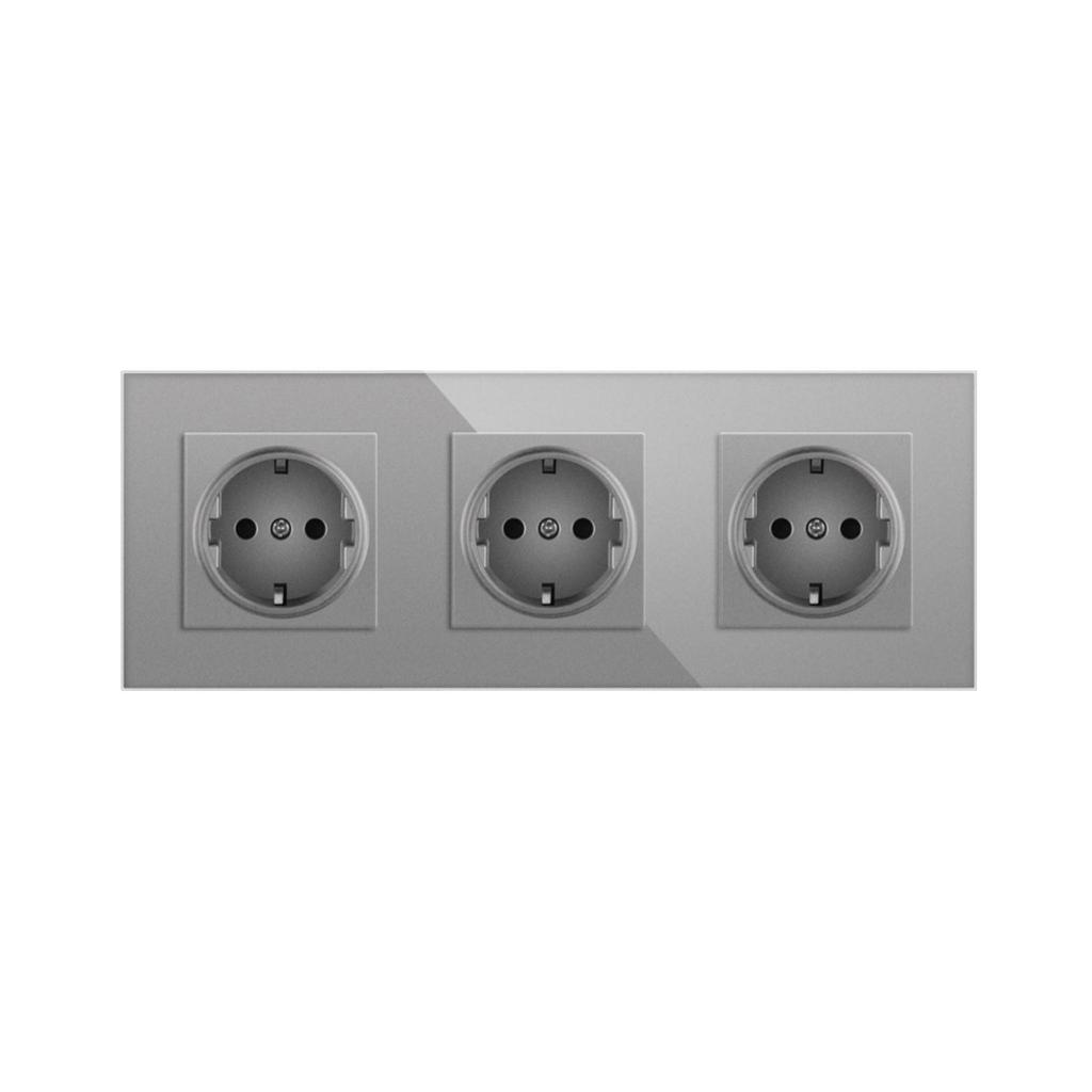 European Standard USB Wall Socket Tempered Glass Panel Socket Household Concealed Round Box Installation Socket Batch