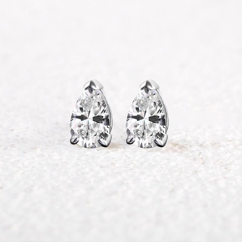 Gica Gema Klassische 100% 925 Sterling Silber Birne erstellt High Carbon Diamant Ohrstecker Weißgold Ohrringe edlen Schmuck