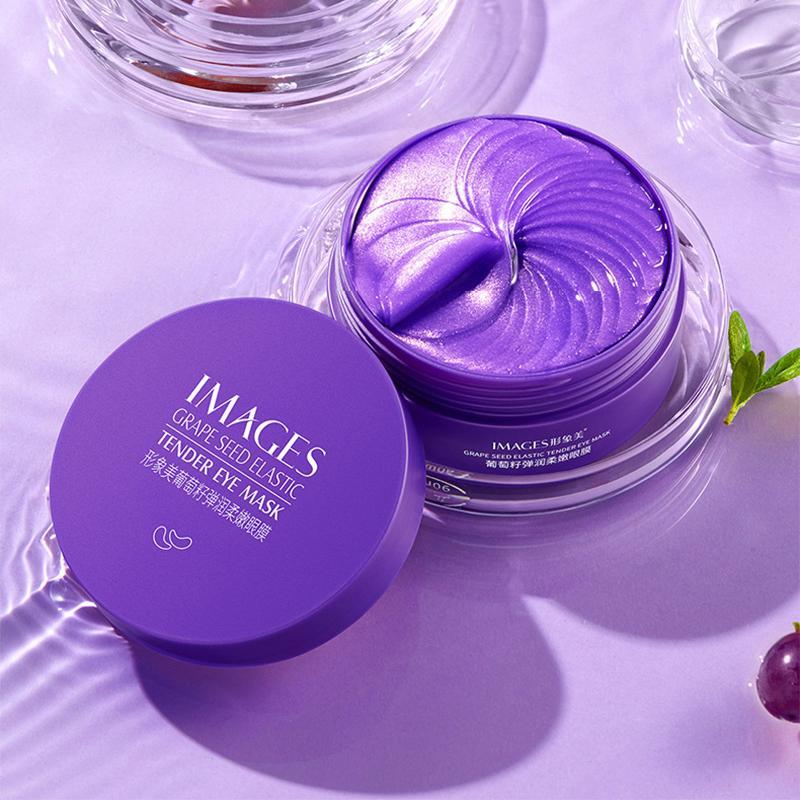 Images Grape Seed Eye Patches Hydrating Anti Aging Eye Mask Remove Dark Circles Eye Bags Firming Smooth Moisturizing Eye Care