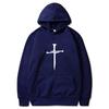 Men's Cross Graphic Hoodie - Black Casual Pullover Sweatshirt with Religious Symbol Print, Fashion Streetwear for Autumn/Winter