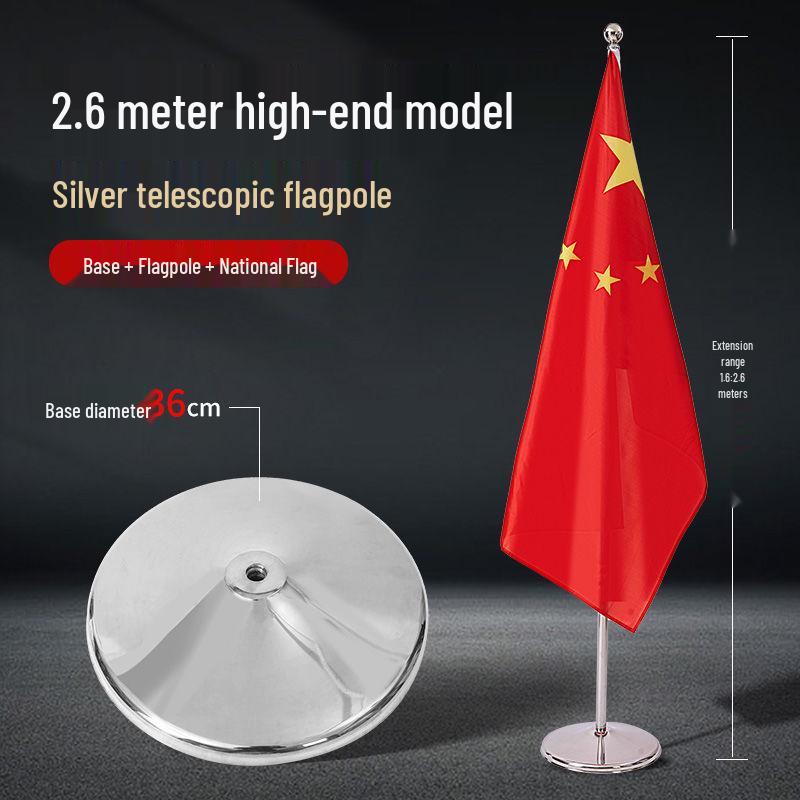 Indoor Floor-Standing Flagpole with Five-Star Red National Flag for Office or Conference Room