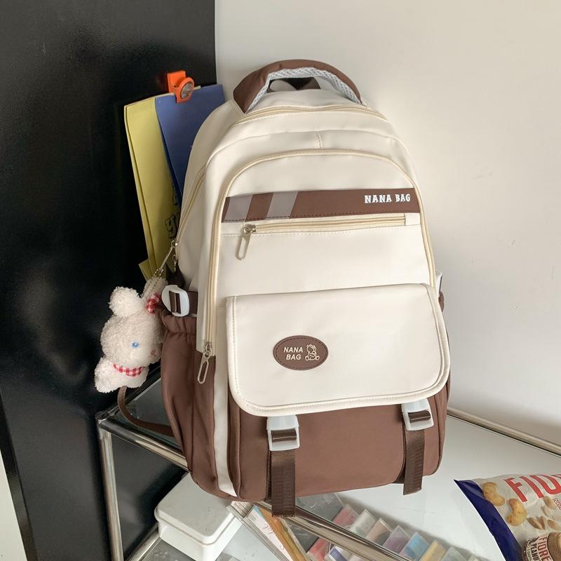 Schoolbag Junior High School Girl Japanese Ins College High School Joker Contrast Minority Design College Student Backpack Backpack