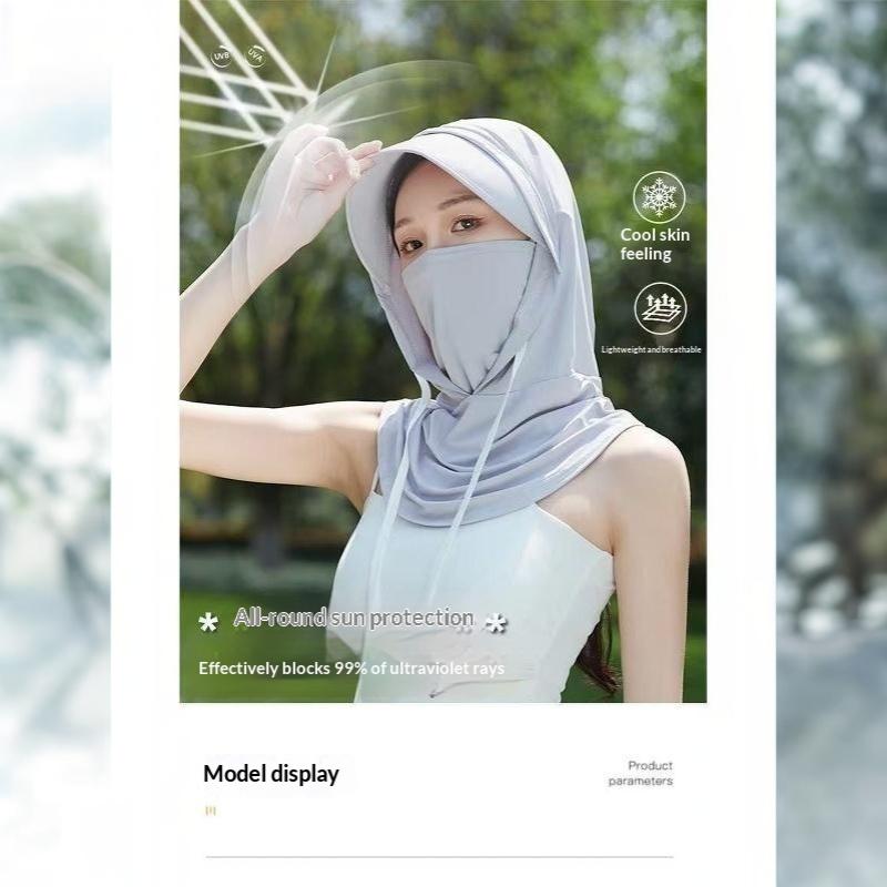 Ice Silk UV Protection Full Face Cover Hood Wide Brim Cooling Touch Breathable for Cycling Golf Outdoor Sports