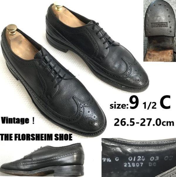

Florsheim Kenmoor vintage wingtip shoes 9.5C 26.5-27.0 black