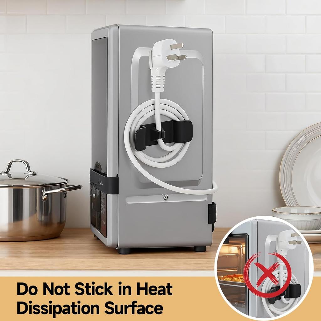 8PCS Cord Organizer for Appliances, Upgraded Stick On Appliance Cord Holder and Wrapper, Kitchen Cord Bundler Organizer for Coffee Maker, Blender,