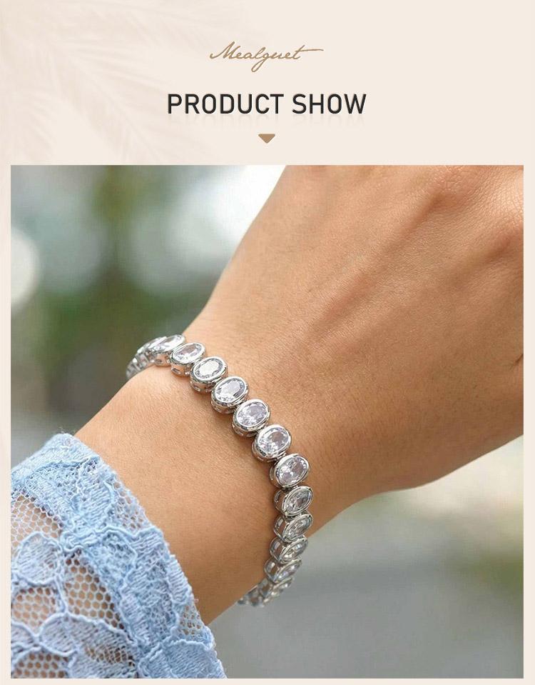 Tennis Bracelet for Women Silver Plated Cubic Zirconia Link Non-tarnish Waterproof Chunky Chain Hip-hop Jewelry Jewelry