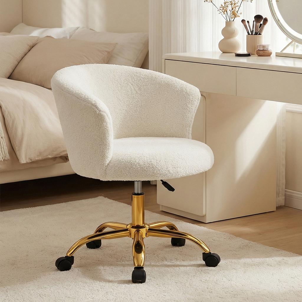 Office Chair Ergonomic Desk Armchair Height Adjustable Comfortable Seat Swivel White Steel Base