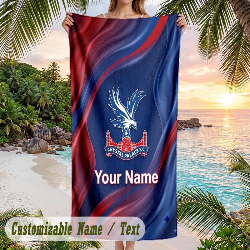 Beach Towel Crystal Palace Print Custom Name Text Soft Towel for Swimming Pool