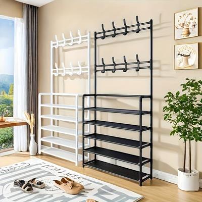 1 pièce Porte-manteau d'entrée avec crochets et étagère à chaussures, Organisateur de rangement en métal à 4/5 niveaux pour sacs à dos, Organisateur de placard mural pour fournitures de bureau