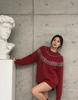 Women's Retro Fair Isle Cashmere Wool Sweater - Loose, Fashion-Forward, Heavyweight Knit in Lazy Style