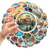 50PCS World Travel Stickers Pack Featured Architecture Travel Map Stickers Waterproof Vinyl Decals for Suitcase Bicycle Laptop