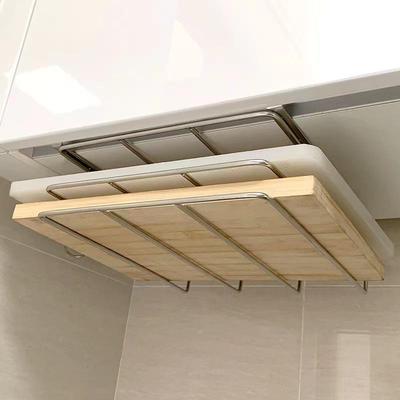 Stainless Steel Multi-Layer Wall Cabinet Rack for Pots, Lids, Cutting Boards, and Paper Towels