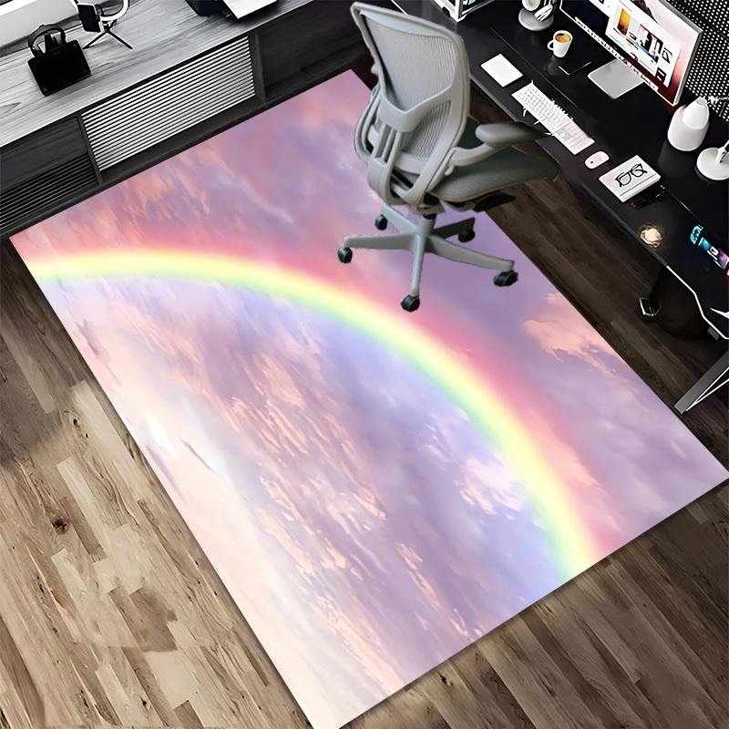 rainbow cloud Crystal Velvet chair mat Area Rug - Non-Slip, Floor Mat, Office Desk Chair Rugs, Bedroom Decor.Christmas Gift-1106176