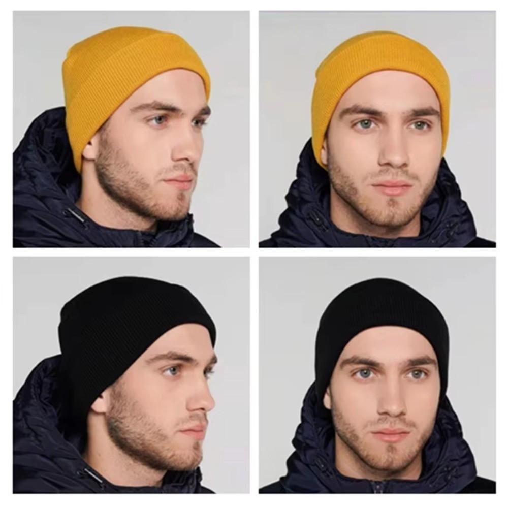 Candy Colored Skullcap Keep Warm Knitted Hat New Ear Flap Hat  for Men and Women