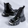 Mote Trend Herrestøvler Svarte Motorsykkelstøvler Mote Høye Fargerike Platformsko Casual Lær Street Style Ankelstøvletter
