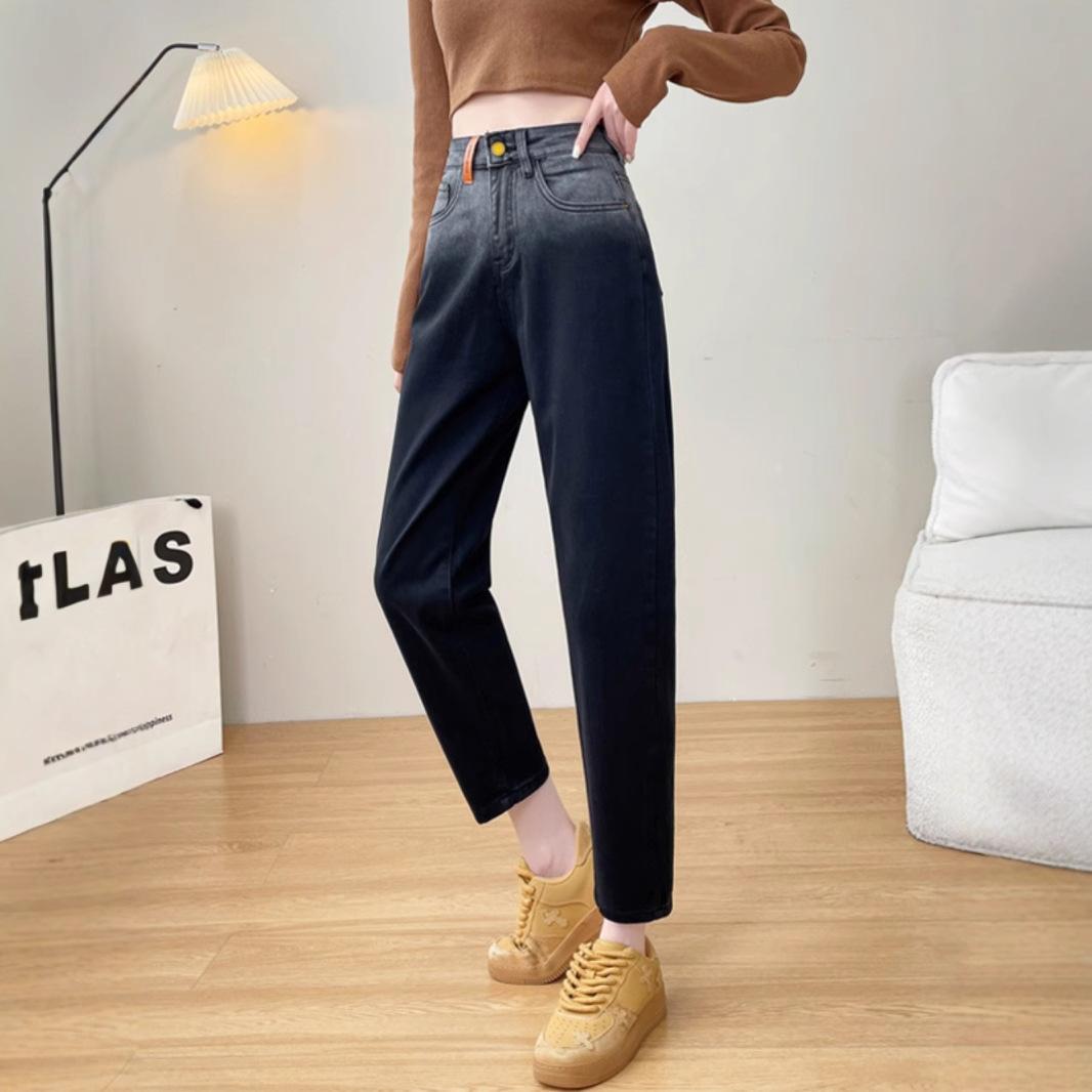 

Цвет постепенно меняется. Джинсы с высокой посадкой женские в зарубежном стиле с контрастными цветами. Восемь пунктов брюк Харлан в тренде. XL