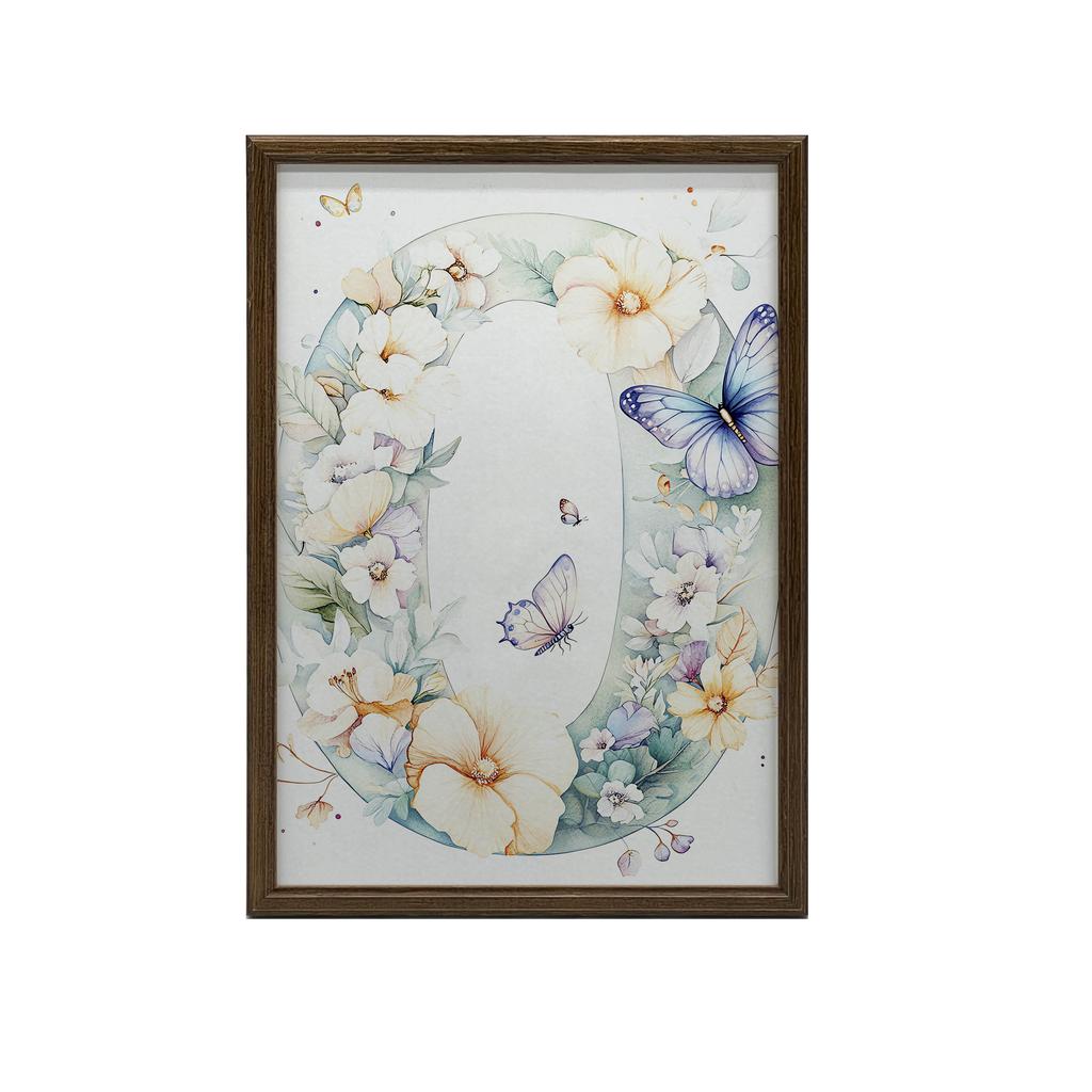 Poster Joyful "O" In a Flower Wreath Poster Joyful "O" In a Flower Wreath, 30X40 Cm, Dark Brown Wooden Frame, 230 Gsm Matte Paper