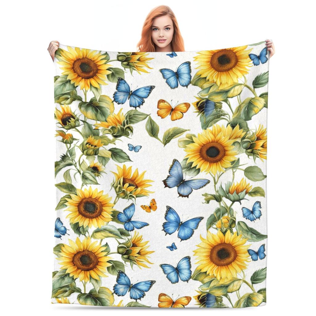 Super Soft Funny Butterfly Throw Blanket Cozy Fleece Fuzzy Plush Flannel Blanket for Travel Camping Living Room Sofa Decor Gift