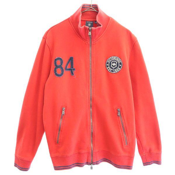 Victorinox sweat Zip jacket XS Red x navy Blouson fleece lining Men's Used