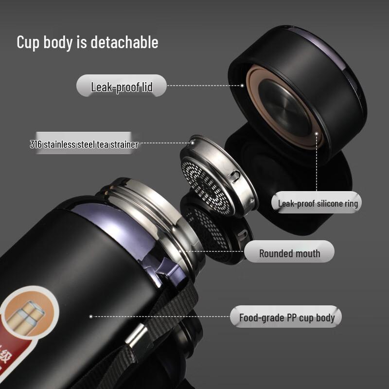 Shangqi Portable Insulated Stainless Steel Mug with Tea Infuser and Lanyard