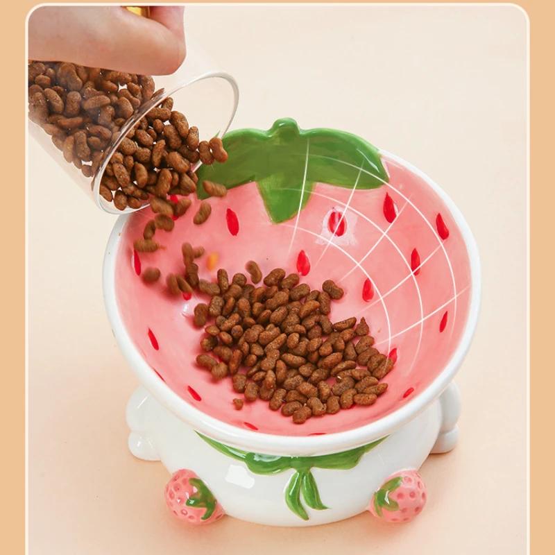 Ciotola per Gatti Ciotola per Cibo in Ceramica Protezione del Collo Bocca Obliqua Protezione Cervicale Collo Bere Ciotola per Cani a Forma di Frutta Piede Alto