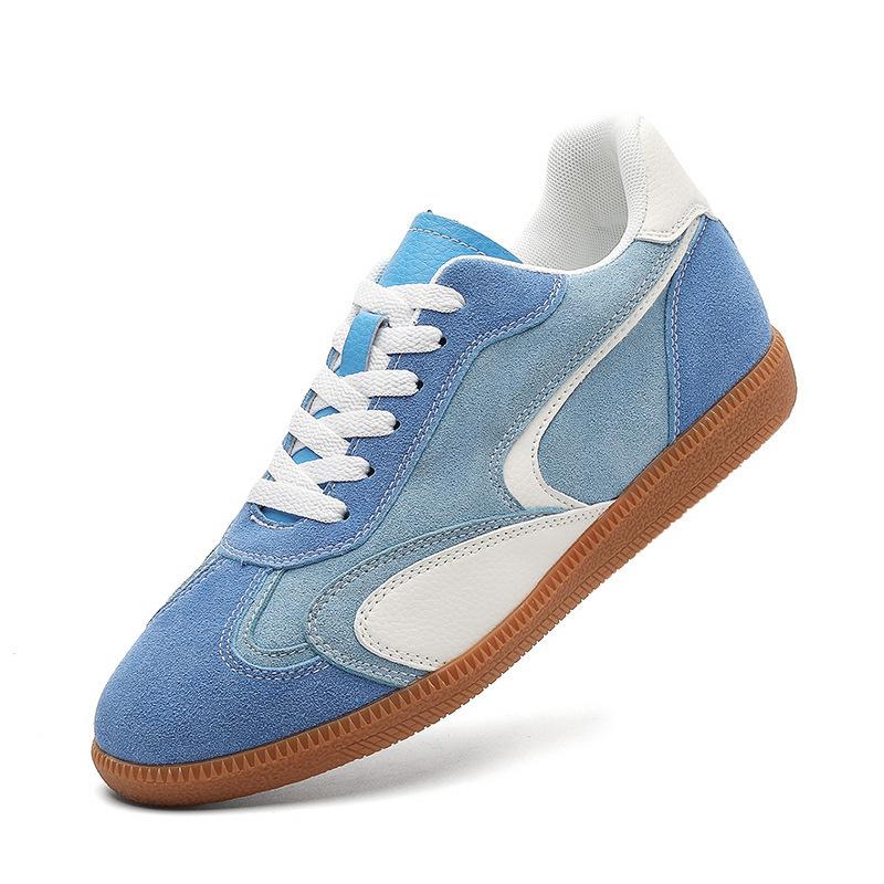 Fashion Inner Height Increase 5-7 Soft-Soled German Training Shoes Retro Splicing Leather Couple Board Shoes Platform Sports Casual Shoes