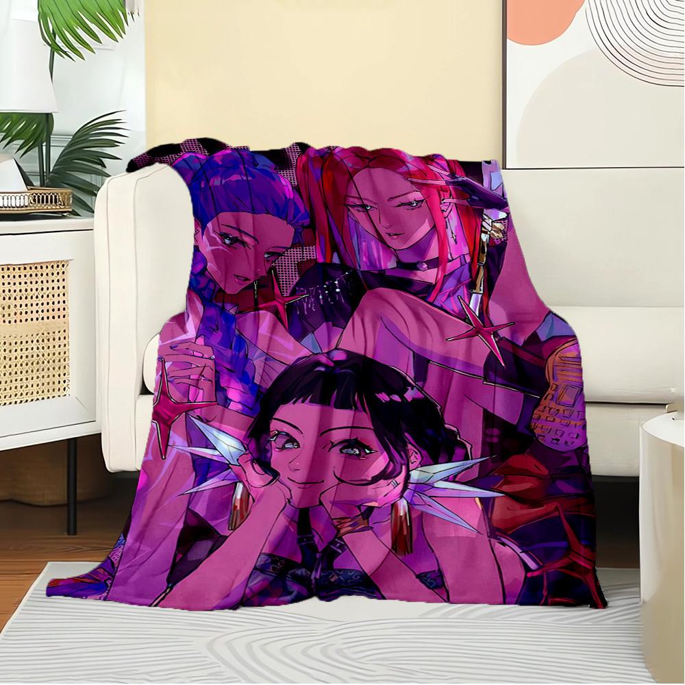 K-POP Anime Dívčí Skupina Čtyři Roční Období Měkká Teplá Přikrývka Celoroční Silně Pletená Polyesterová Přehoz na Postel, Kempování, Cestování Perfektní Dárek