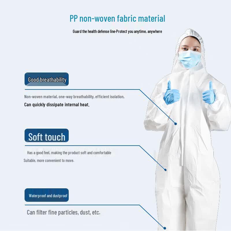 JIANGBO Disposable Non-Woven Hooded Protective Coverall