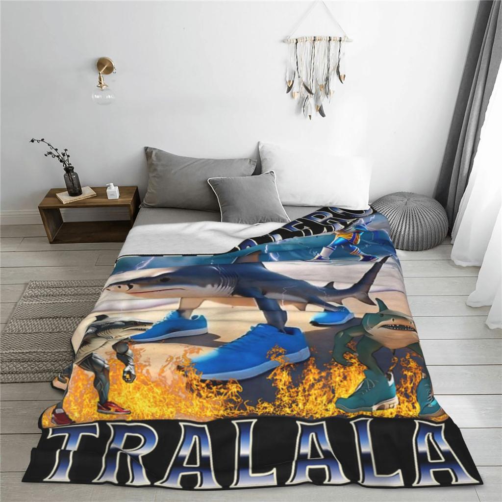Tralalero Tralala - Italian Brainrot Meme Blankets Travel Office Flannel Throw Blanket For Couch Chair Soft Warm