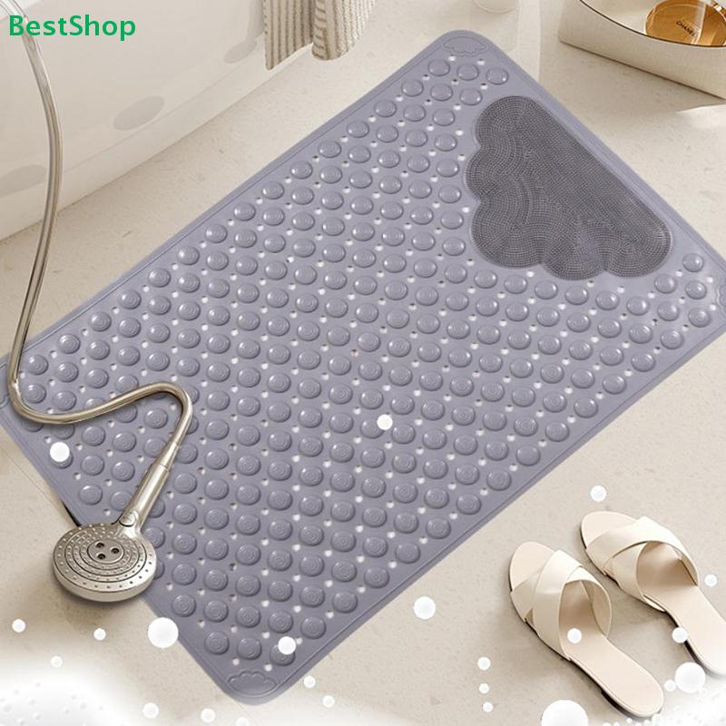 Non-Slip Silicone Bathroom Mat - Foot Massage Shower Mat, Water-Resistant Bathtub Floor Mat for Safety & Comfort