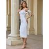 Women Pearl Sling Dress Host Mid-length Evening Dress Wedding Skirt Dress White