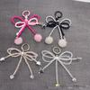 Autumn Winter Fluffy Bow Phone Chain with Beaded Lanyard for Universal Phone and Camera Cases