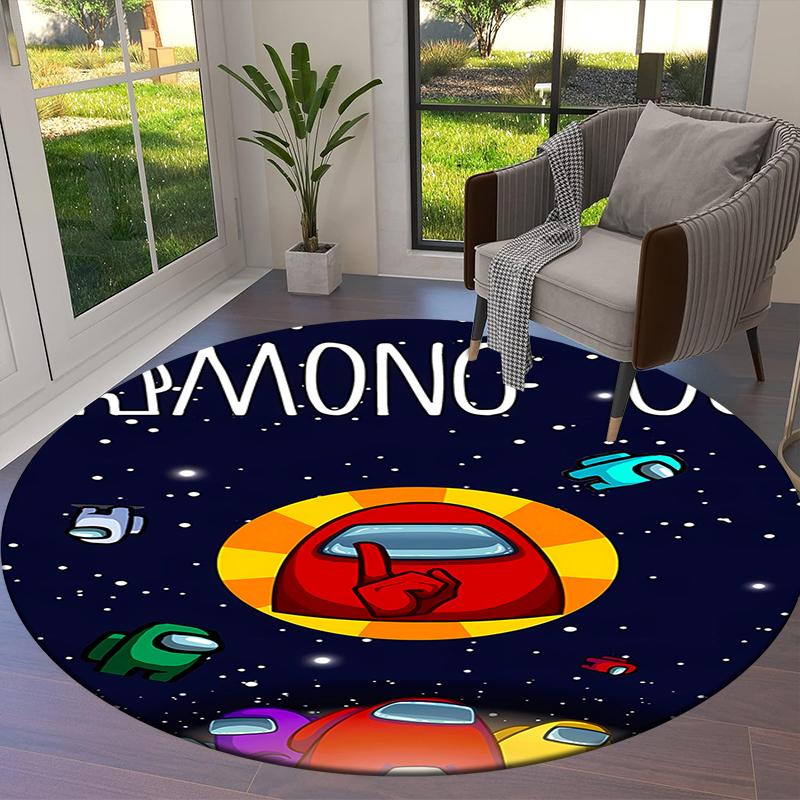 Among Us Round Area Rug,Carpet Rug for Living Room Bedroom Sofa Playroom Decor,Non-slip Floor Mat