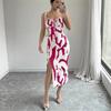 Women's Clothing European, American Spring and Summer New Fashion Printing Slim-fitting Suspender Split Dress Waist