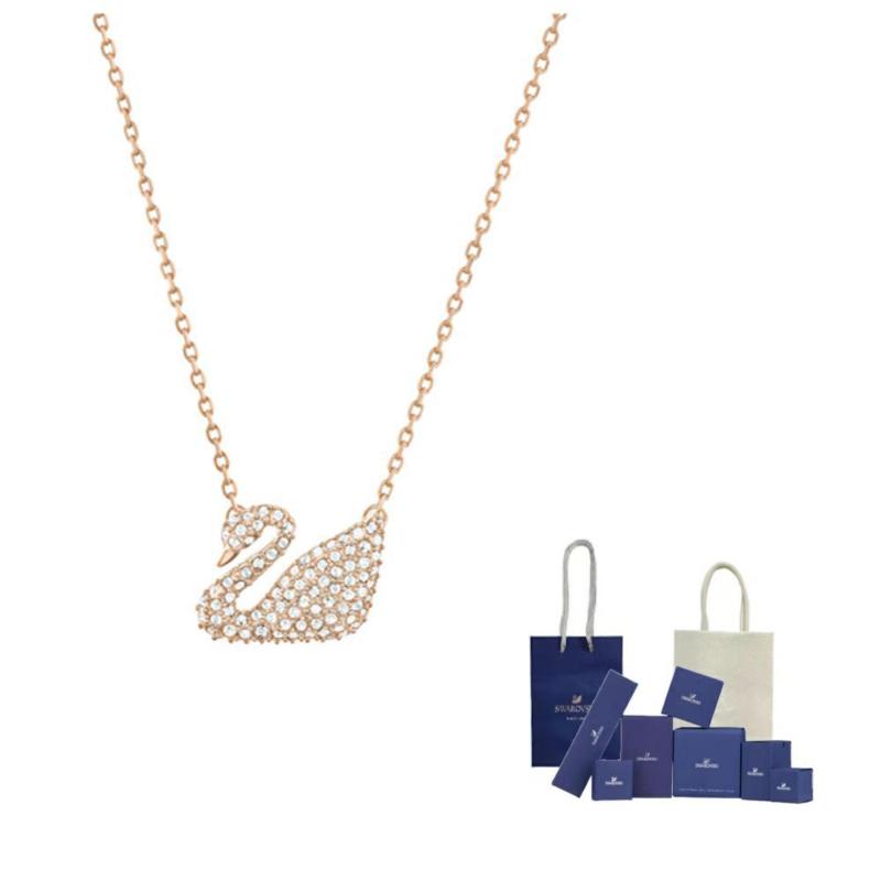 Swarovski Faux Crystal Stone, Rose Gold Plated Necklaces Womens Rose Gold F-Original Brand Box And Bag