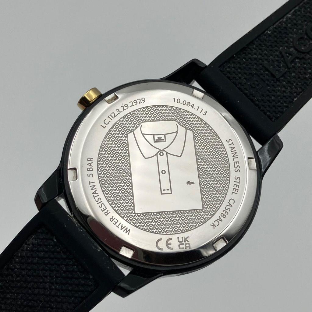 Used LACOSTE Watch Analog Black Gold Black Quartz Rubber 2001212 Men's Women's SU-38-33