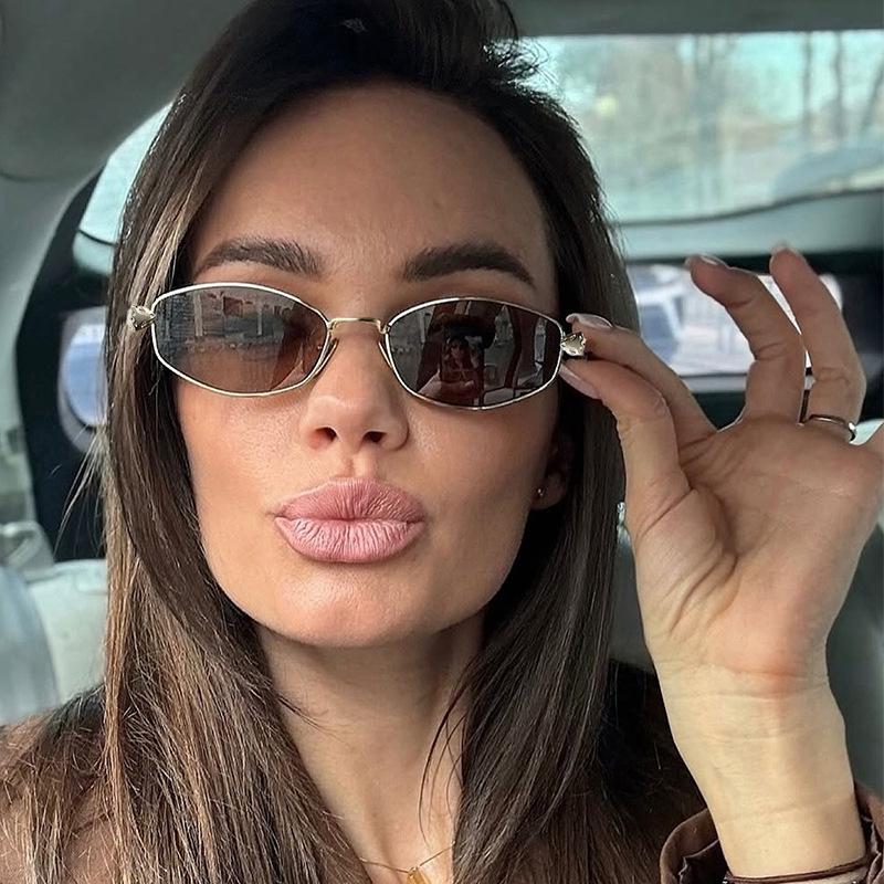 1/2pcs Small Square Metal Sunglasses Women Steampunk Leopard Decoration Multi Color Sun Glasses Fashion Eyewear