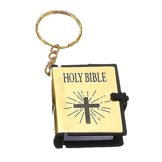

1шт мини портативный английский кулон Священная Библия брелок для ключей держатель сумка декор золотистый