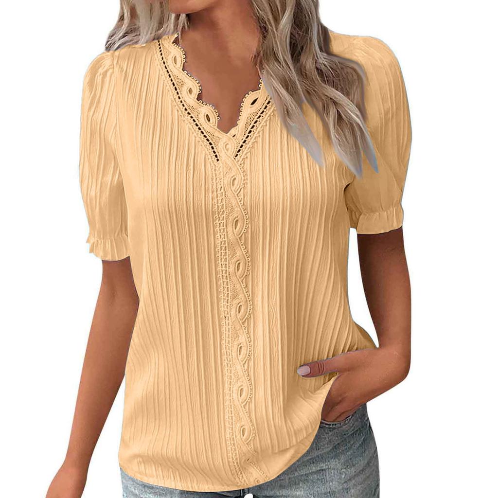 Fashionable Ladies Summer Hollow Short-sleeved Tops