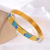 Titanium Steel Bracelet Open Pattern Enamel Oil Drop Light Luxury Bracelet for Women