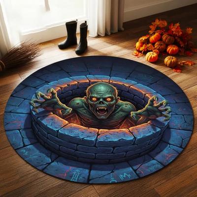 1PC 3D Illusion Halloween Area Rug, 3D Skeleton Halloween Rug, Spooky Stairs Illusion Carpet, Gothic Halloween Area Rug Gift