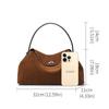 Brown Suede-Finish Cowhide Handbag – Minimalist, Lightweight, and Elegant Shoulder Bag for Women
